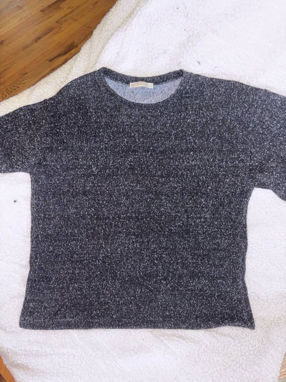 Zara short sleeve shirt Black,white speckle  Sweatshirt raw hem A+condition!S